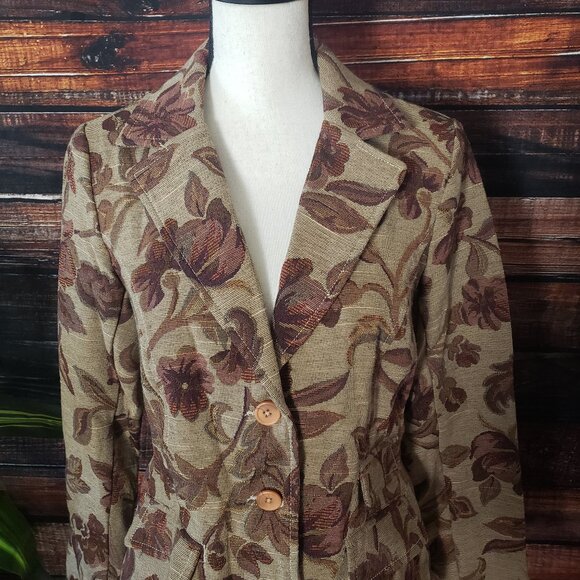 NWOT Havana Jacks Cafe Blazer 10 Tapestry Jacket Beige Floral Vintage Guatemala - Picture 8 of 11